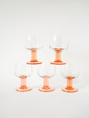 Lot De 5 Verres À Vin À Pieds Large - Rose - Design - 1970