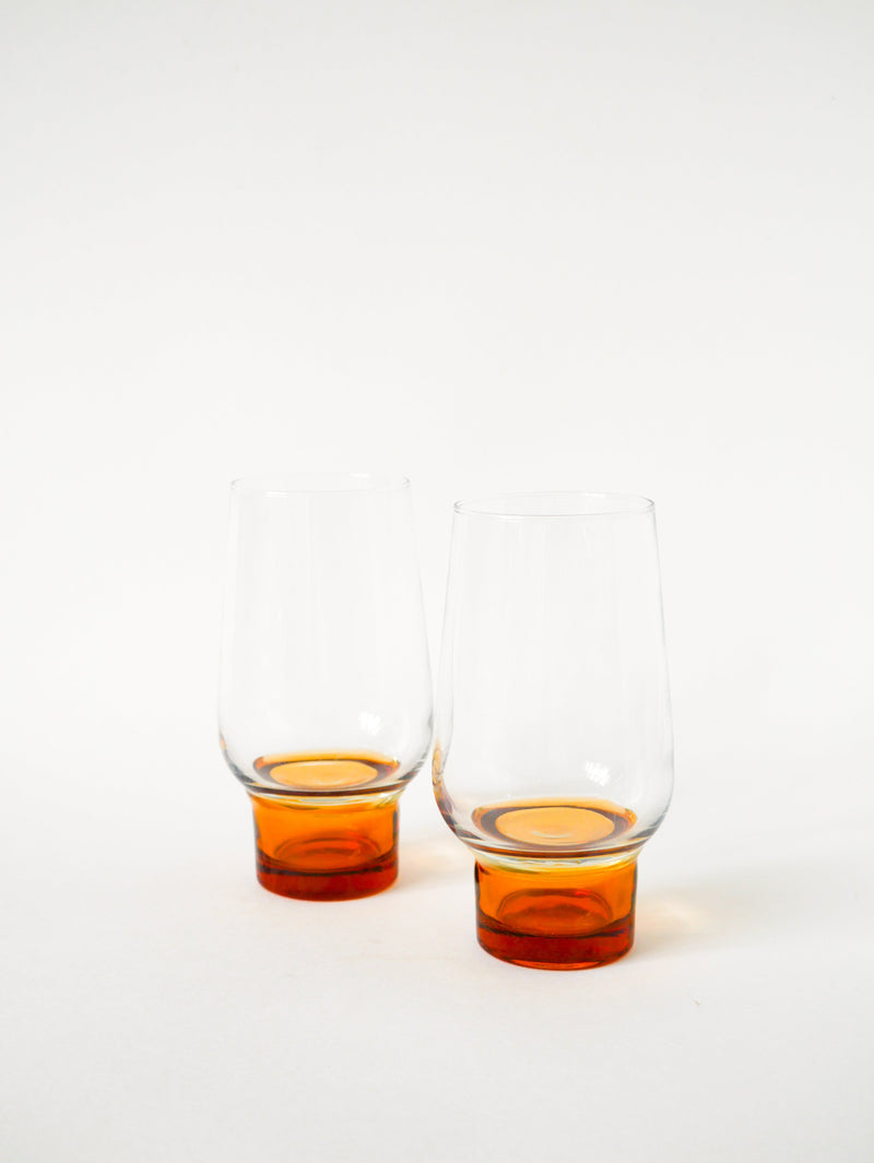 Paire De Verres Long Drink - Ambré - Design - 1970