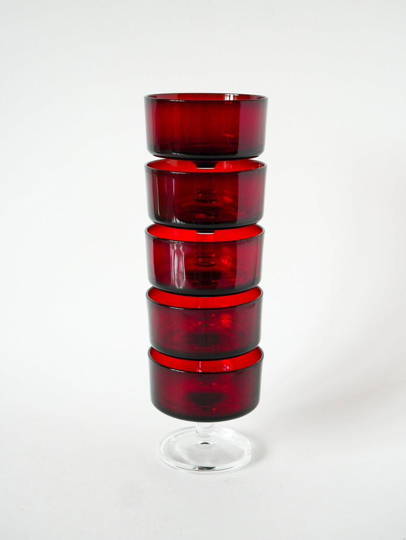 Lot De 5 Coupes À Champagne En Verre Luminarc - Bordeaux - Design - 1970