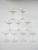 Lot De 9 Coupes À Champagne En Cristal Gravé - 1930