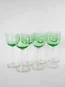 Ensemble De 7 Verres À Vin Très Hauts - Vert - Art Nouveau - 1900