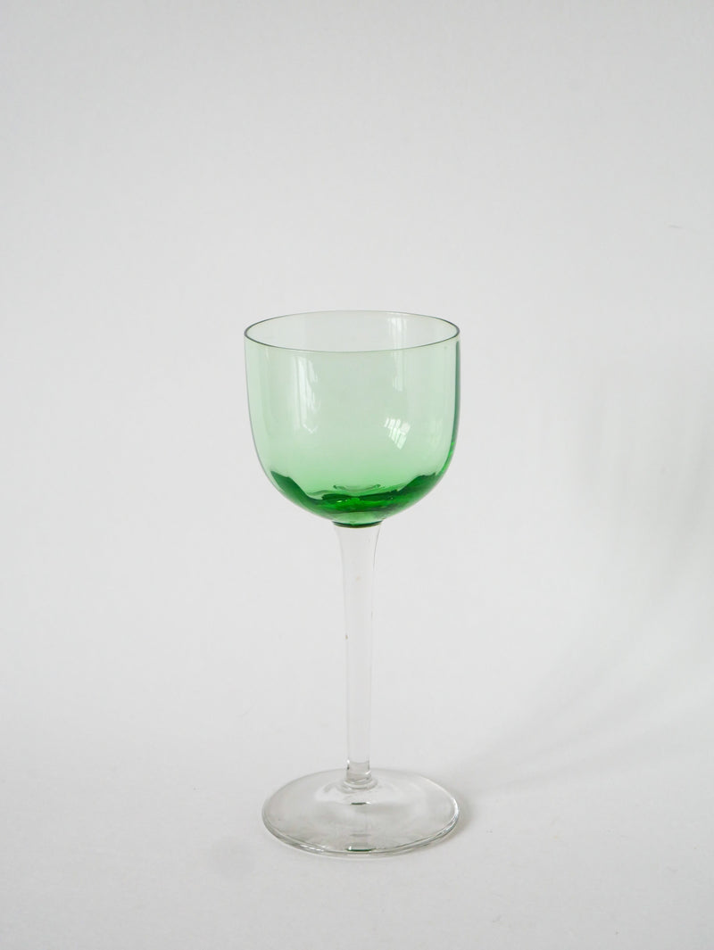 Ensemble De 7 Verres À Vin Très Hauts - Vert - Art Nouveau - 1900