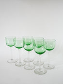 Ensemble De 7 Verres À Vin Très Hauts - Vert - Art Nouveau - 1900