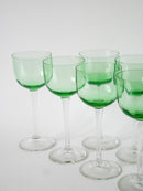 Ensemble De 7 Verres À Vin Très Hauts - Vert - Art Nouveau - 1900