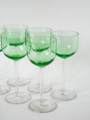 Ensemble De 7 Verres À Vin Très Hauts - Vert - Art Nouveau - 1900