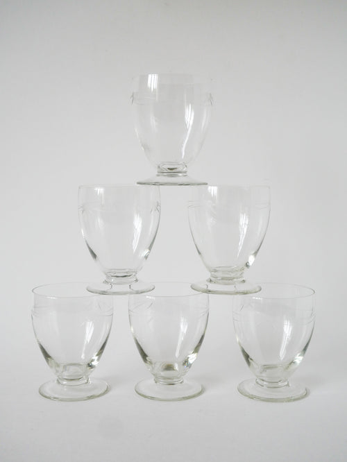 Lot De 6 Verres À Vin En Cristal Gravé - 1960