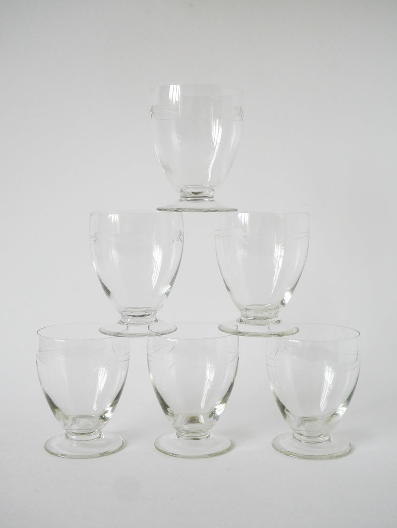 Lot De 6 Verres À Vin En Cristal Gravé - 1960