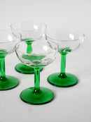 Lot De 5 Coupes À Champagne En Verre Soufflé - Vert - Design - 1970