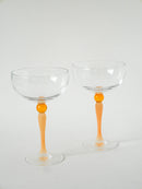 Lot De 5 Coupes À Champagne En Verre Dépoli Orange - Art Nouveau - 1900