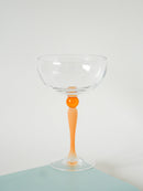 Lot De 5 Coupes À Champagne En Verre Dépoli Orange - Art Nouveau - 1900