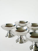 Ensemble De 6 Coupes En Inox Hautes - Pieds Large - 1970