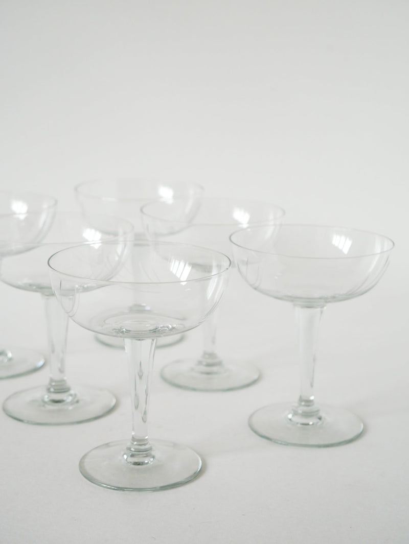 Ensemble De 7 Coupes À Champagne En Cristal Gravé - 1940