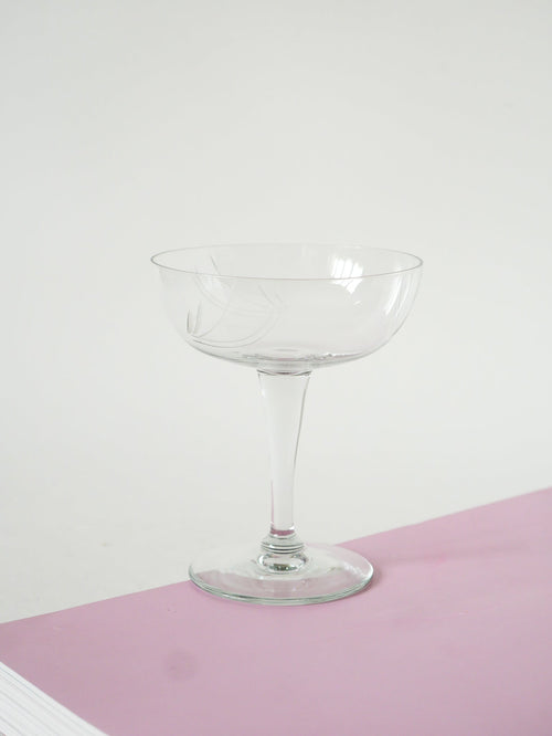 Ensemble De 7 Coupes À Champagne En Cristal Gravé - 1940