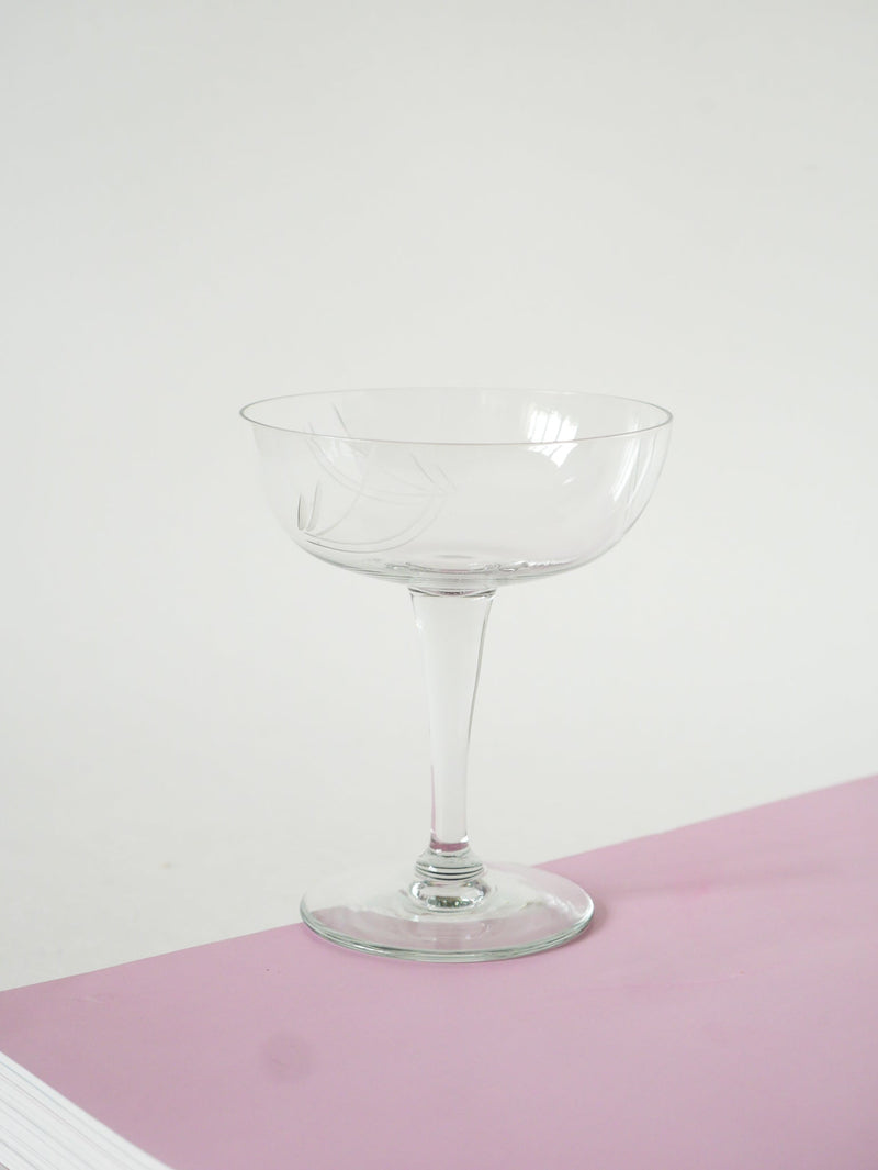 Ensemble De 7 Coupes À Champagne En Cristal Gravé - 1940