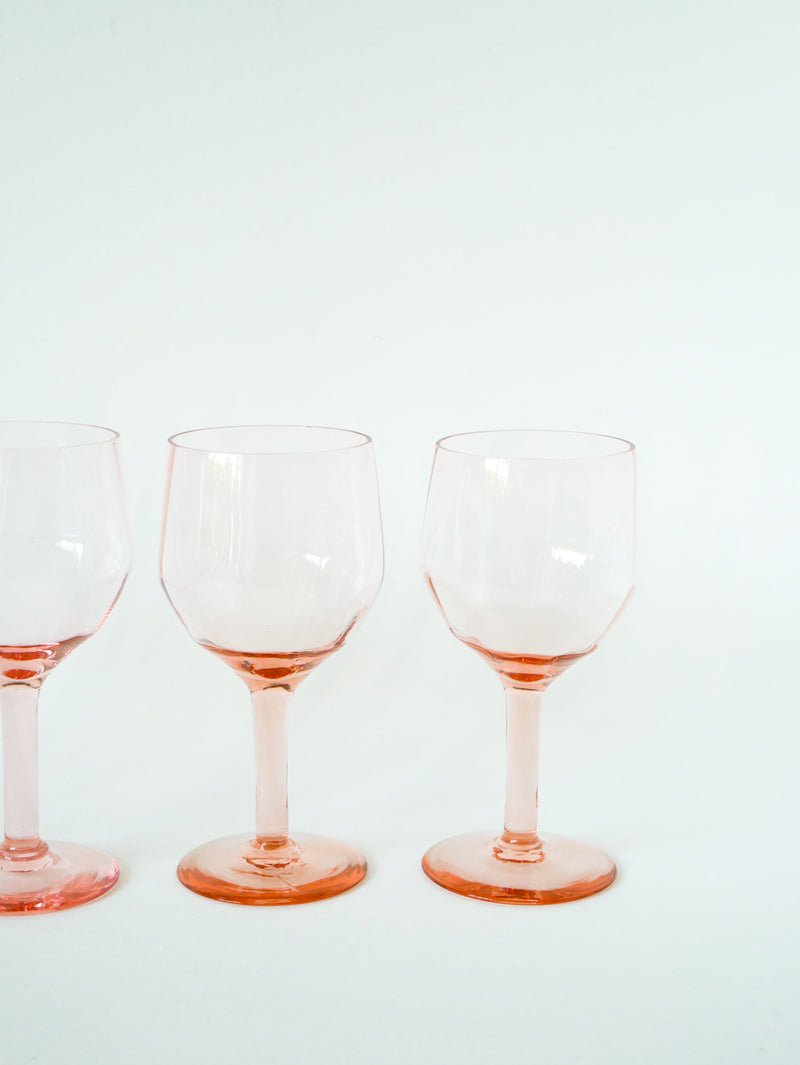 Ensemble De 4 Verres À Vin Rose - Art Nouveau - Début Xxème