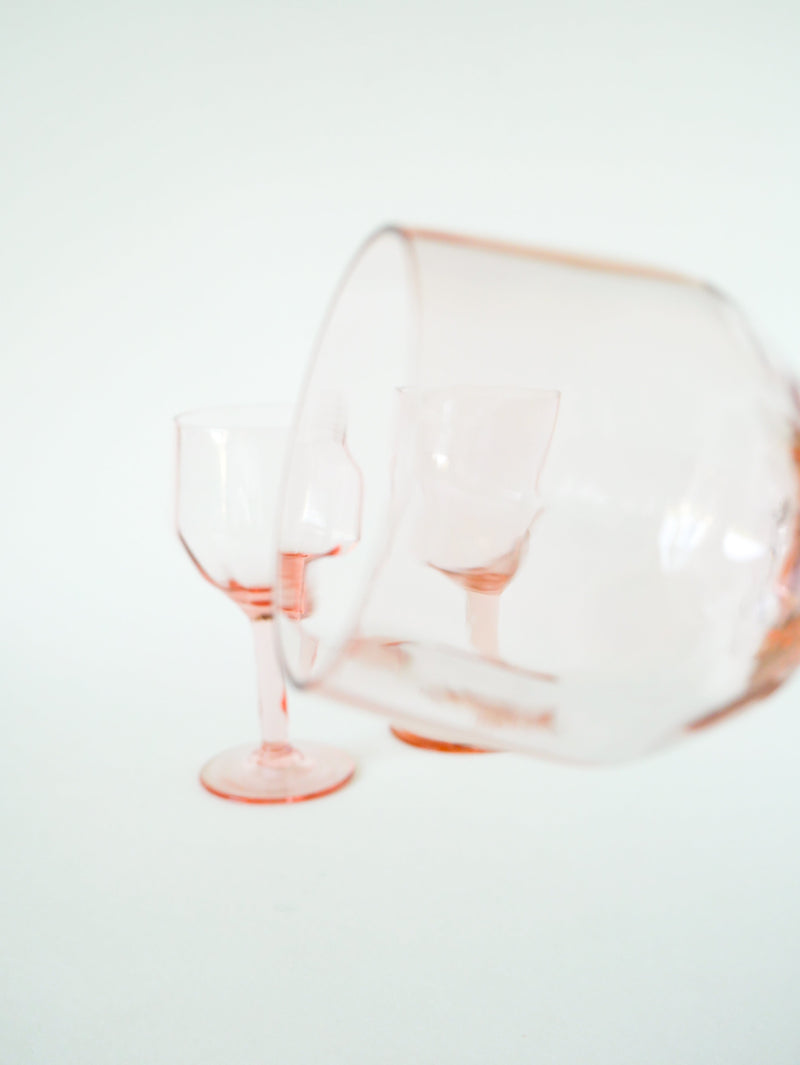 Ensemble De 4 Verres À Vin Rose - Art Nouveau - Début Xxème