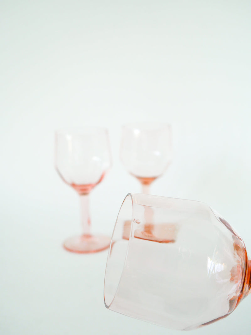 Ensemble De 4 Verres À Vin Rose - Art Nouveau - Début Xxème