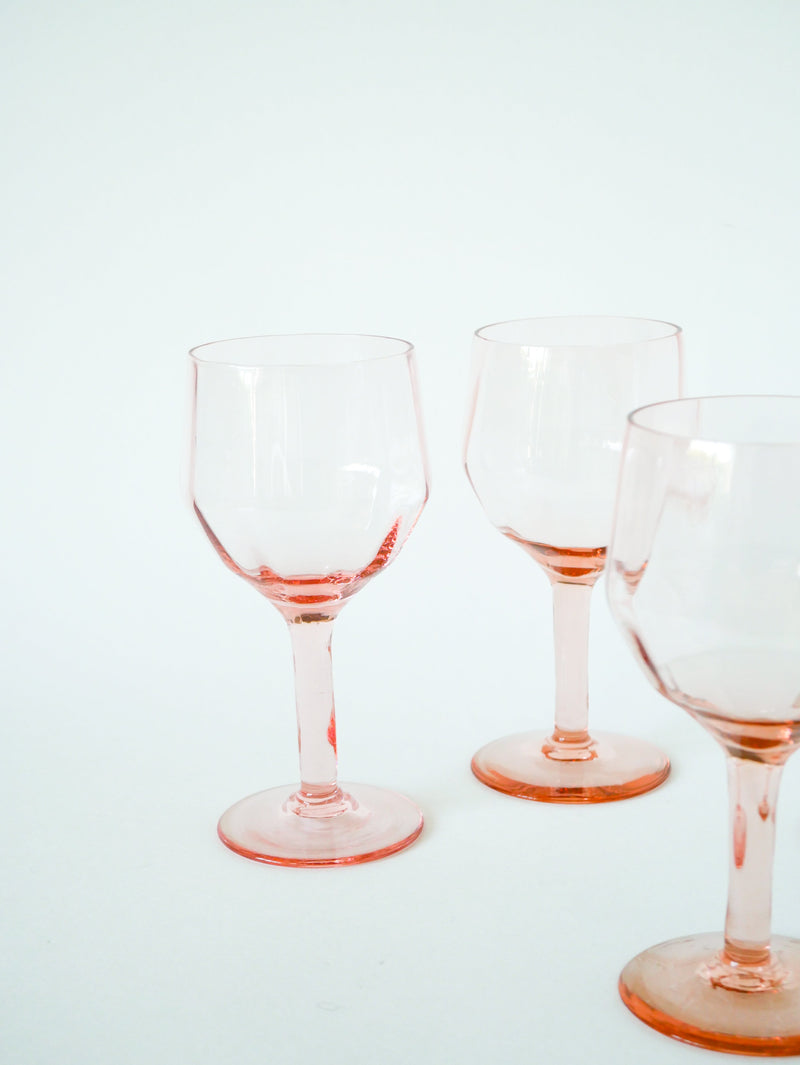 Ensemble De 4 Verres À Vin Rose - Art Nouveau - Début Xxème