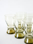 Ensemble De 6 Verres Long Drink Art Déco En Verre Ambré - 1930