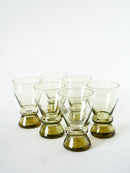 Ensemble De 6 Verres Long Drink Art Déco En Verre Ambré - 1930