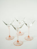 Lot De 4 Verres À Cocktails À Pieds Rose - Design - 1970