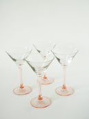 Lot De 4 Verres À Cocktails À Pieds Rose - Design - 1970