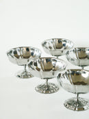 Lot De 6 Coupes À Glace En Inox Mi-Hautes - Pieds Fins Travaillés - Design - 1970 - 8.5 X 6 Cm