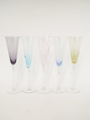 Ensemble De 5 Flûtes À Champagne En Verre Coloré - Design - 1970