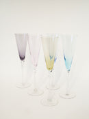 Ensemble De 5 Flûtes À Champagne En Verre Coloré - Design - 1970