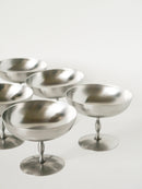 Ensemble De 6 Coupes À Glace En Inox Hautes Et Mats - Pieds Fins Forme Libre - Design - 1970