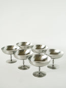 Ensemble De 6 Coupes À Glace En Inox Hautes Et Mats - Pieds Fins Forme Libre - Design - 1970