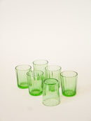 Lot De 6 Verres À Liqueur En Verre Facetté - Vert - 1970