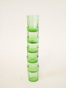 Lot De 6 Verres À Liqueur En Verre Facetté - Vert - 1970