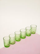 Lot De 6 Verres À Liqueur En Verre Facetté - Vert - 1970