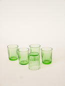 Lot De 5 Verres À Liqueur En Verre Facetté - Vert - 1970