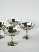 Ensemble De 4 Coupes En Inox Travaillées À Pieds Fin, 1970 - 8 X 9 Cm
