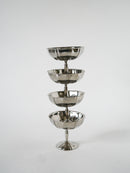 Ensemble De 4 Coupes En Inox Travaillées À Pieds Fin, 1970 - 8 X 9 Cm