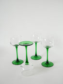 Lot De 4 Verres À Pieds Vert Foncé, Made In France, Luminarc, 1970