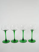 Lot De 4 Verres À Pieds Vert Foncé, Made In France, Luminarc, 1970