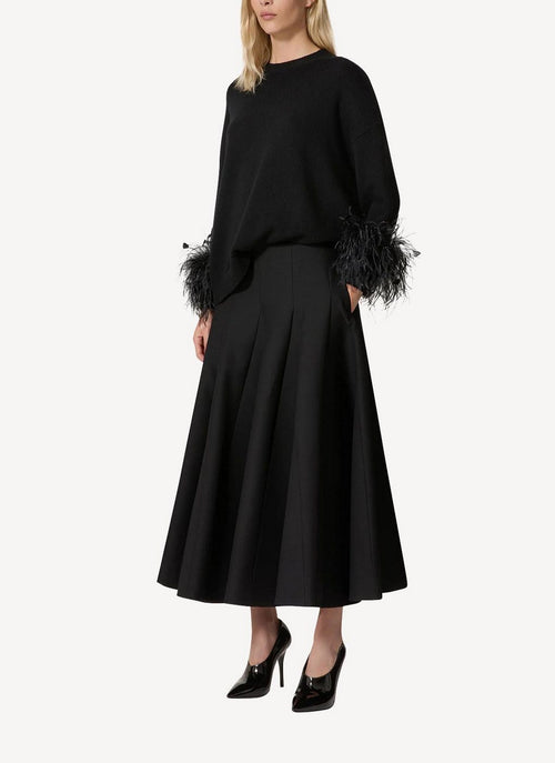 Valentino - Jupe Midi En Crêpe Couture - Black - Femme