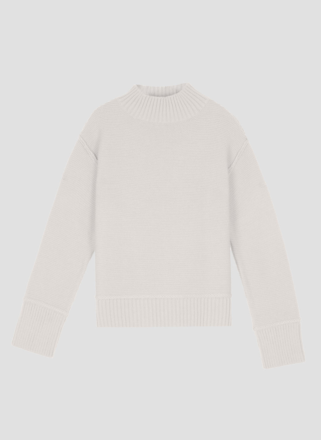 An'ge – Pull Valora Ecru, pull en maille côtelée blanc cassé, vue de face