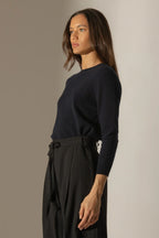 Pull Col Rond Boutonné Dos - Vanessa - Navy