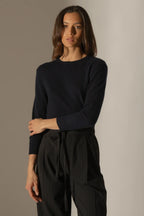 Pull Col Rond Boutonné Dos - Vanessa - Navy