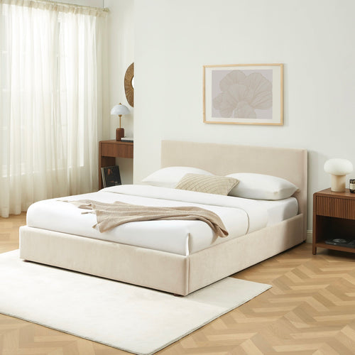 Vania - Cama con almacenaje - Tela Beige