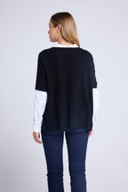 Maglione Oversize Smanicato Scollo a V Vanina - Nero