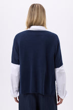 Pull Oversize Col V Sans Hommeche F Vanina - Bleu Marine - Femme