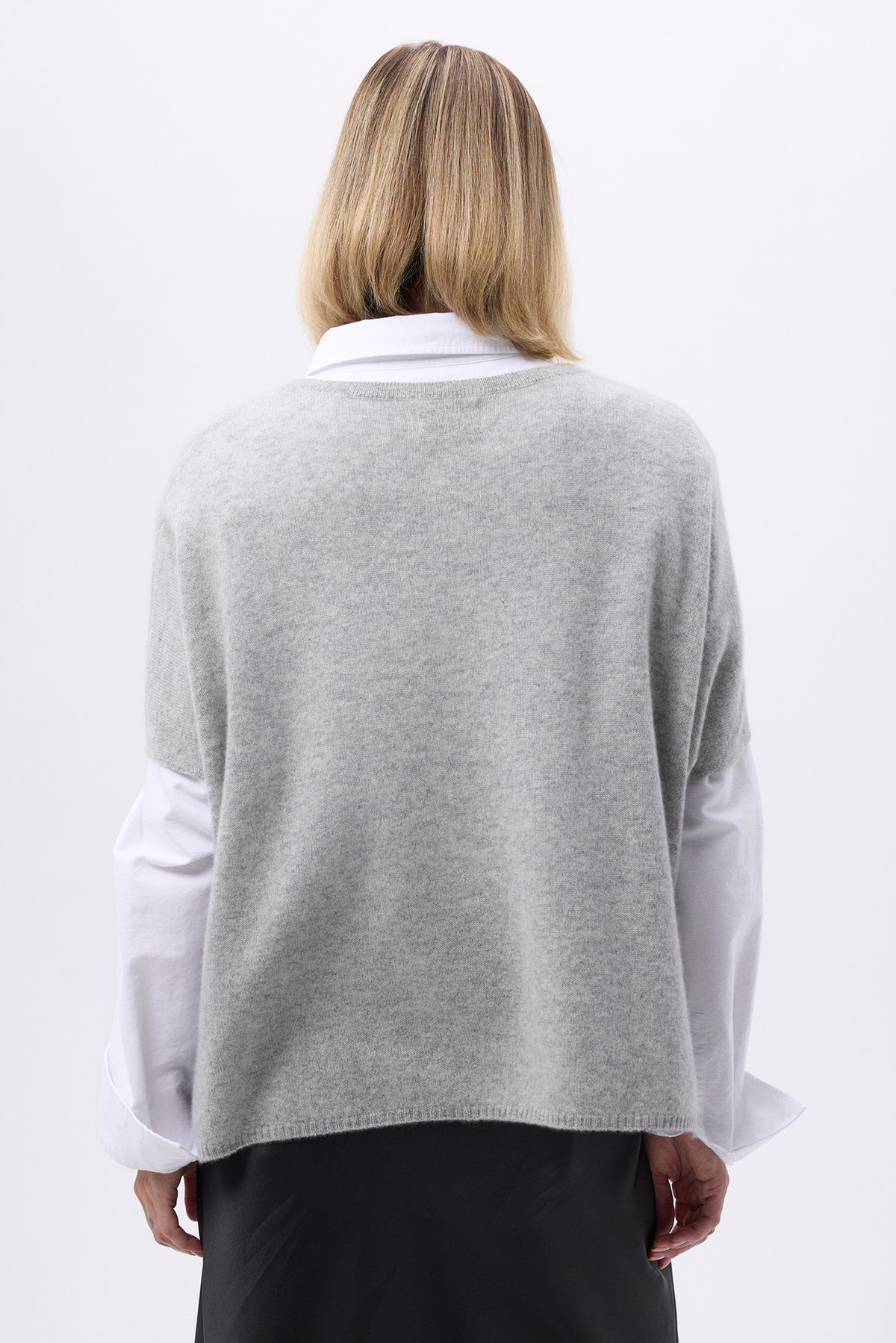Oversized trui met V-hals mouwloos F Vanina - Lichtgrijs - Dames