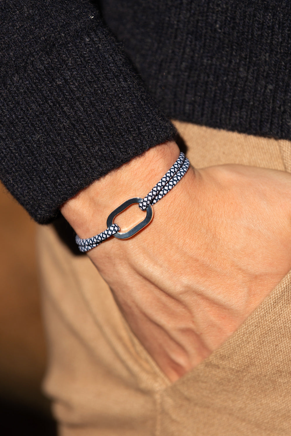 Bracelet Varech - Bleu Marine & Blanc
