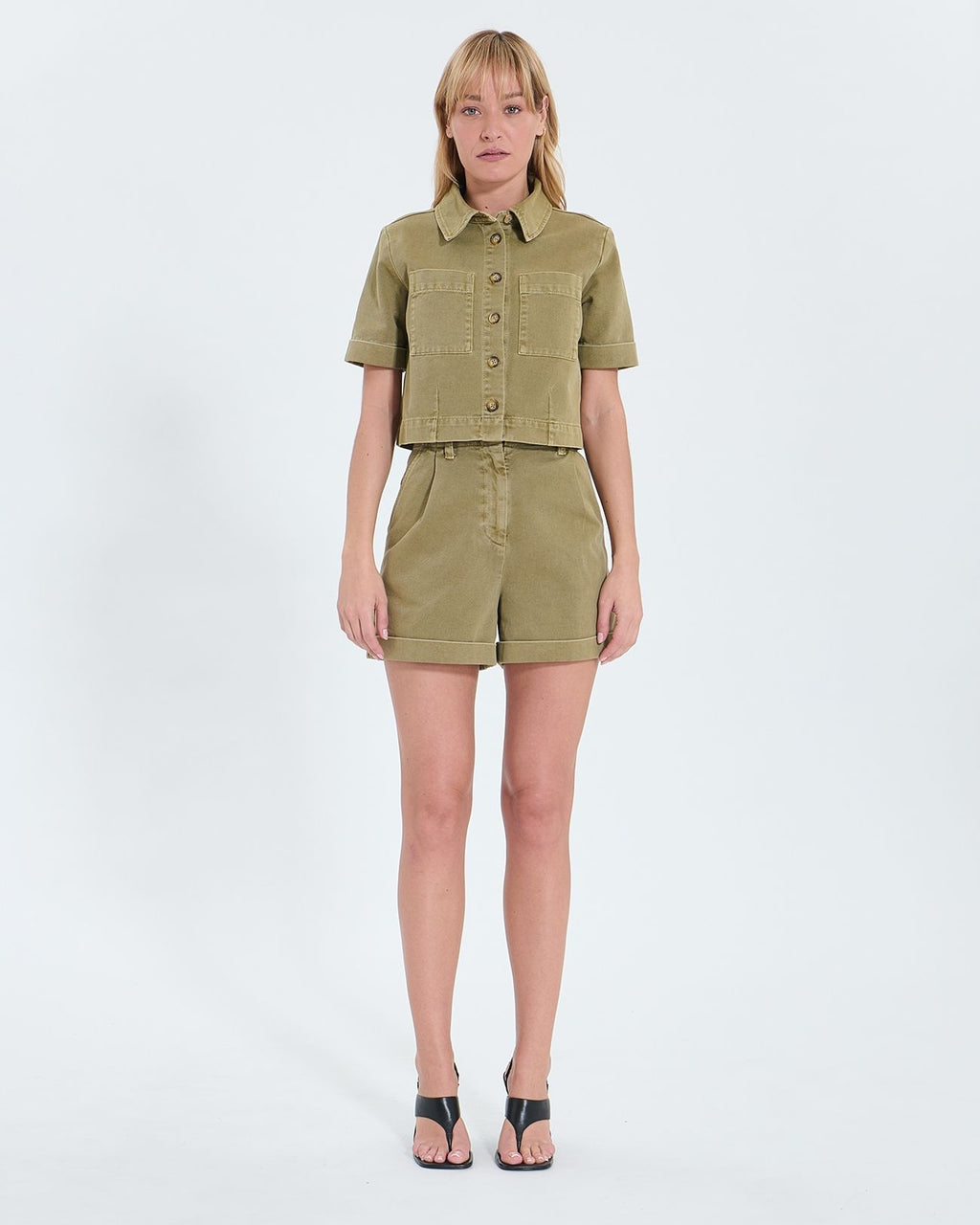 Straight khaki denim shirt_3
