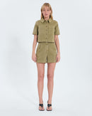 Chemise droite en jean kaki_3